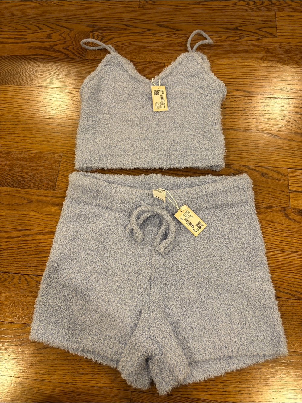 Garage Light Blue Fuzzy Tank & Drawstring Shorts Set